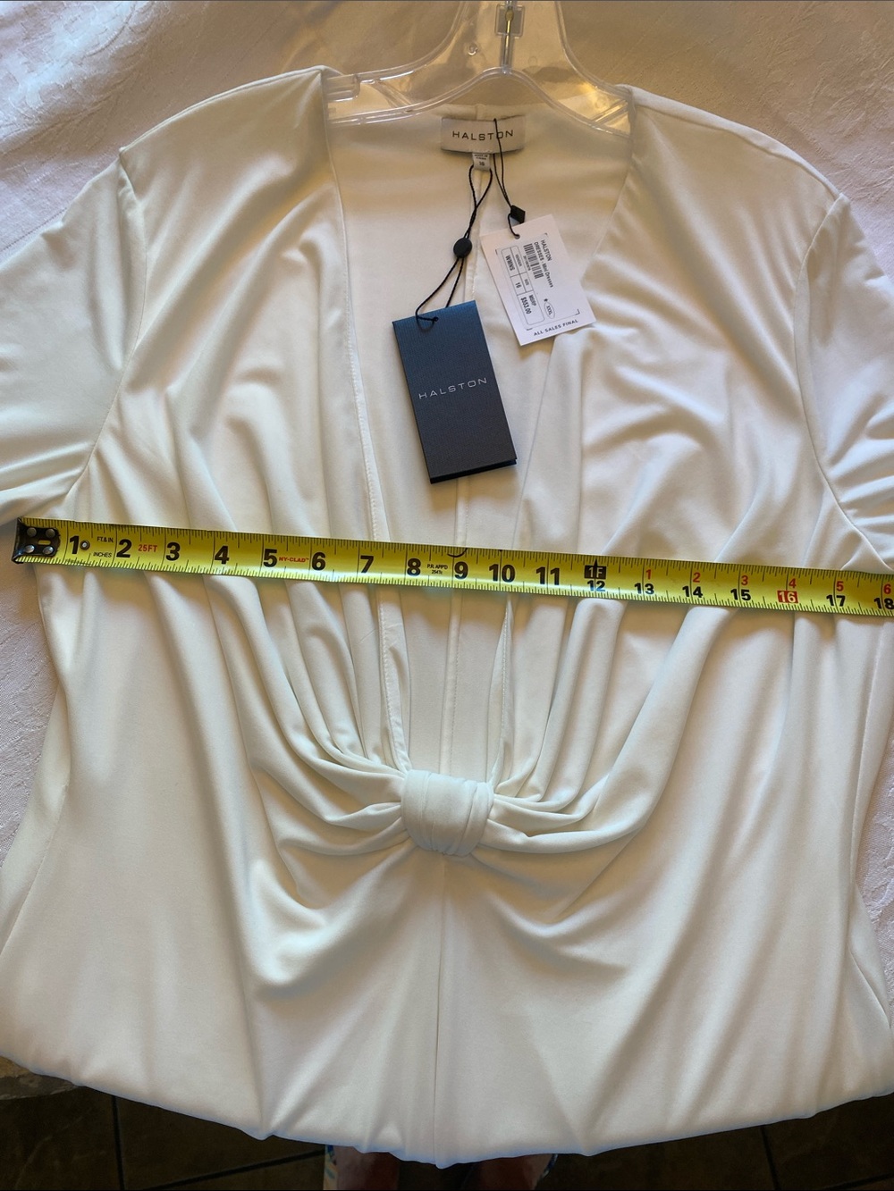 Halston Fay Draped Jersey Plunge Mini Dress NWT Size 16 - Picture 8 of 9